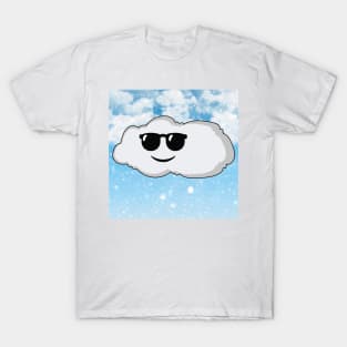 Fantasy White Cloud Snow With Sunglasses T-Shirt